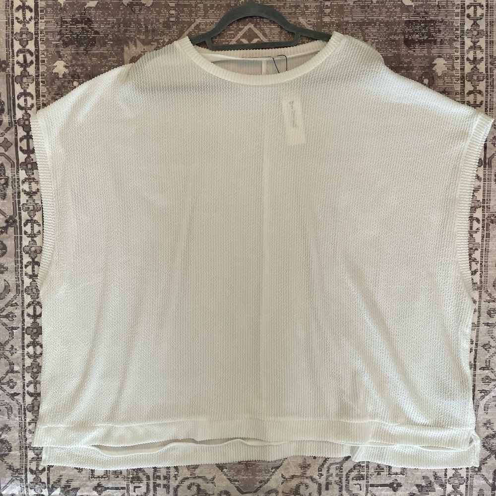 Three Bird Nest Ivory Knit Boxy Short-Sleeve Top